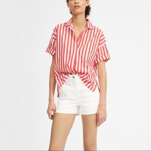 Everlane cotton striped popover blouse